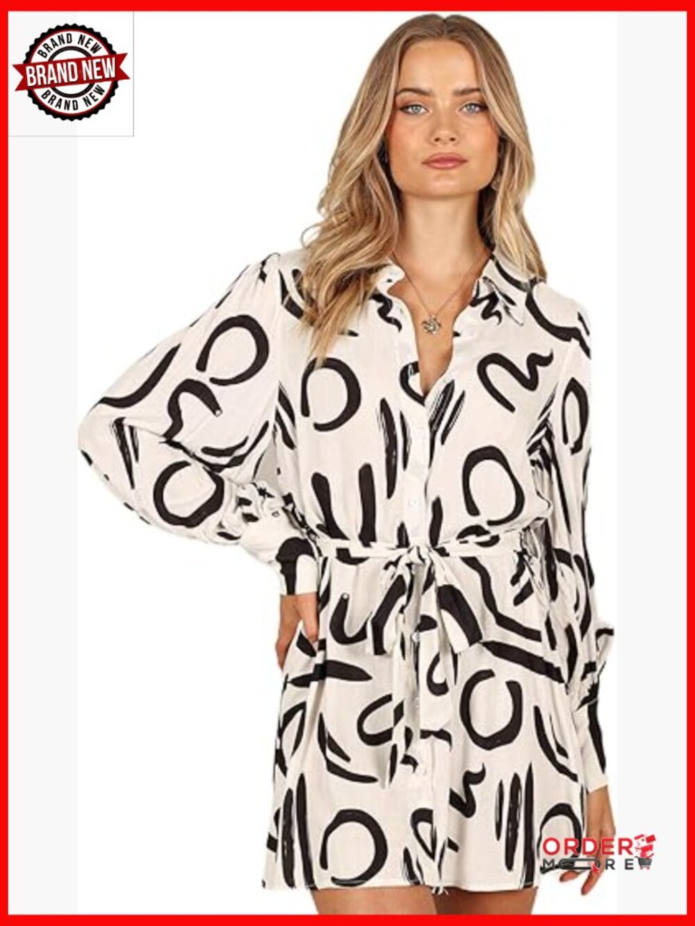 Wrap Mini Dress with Button Front - Floral V-Neck Tie Back - Linen Blend
